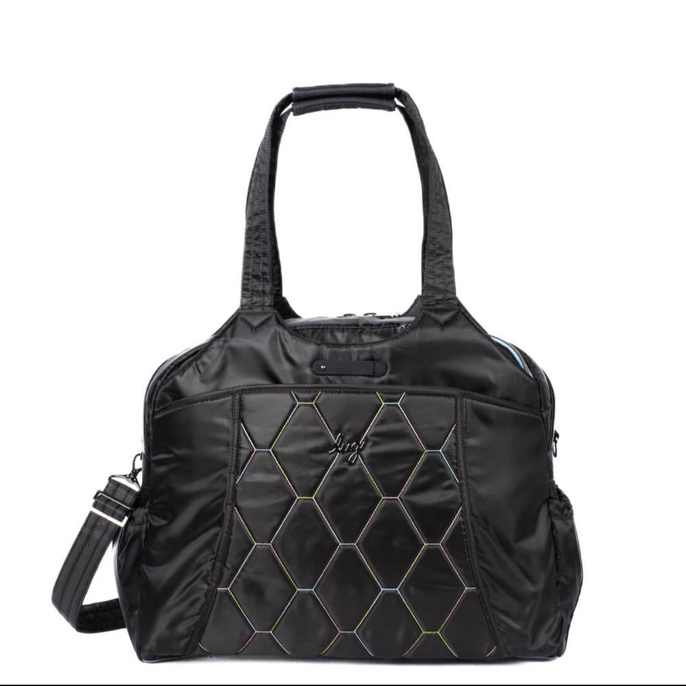 Lug Pontoon 2 Overnight Tote Duffel Travel Bag Black Icepop Stitch NWT